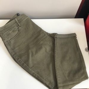 Express Olive Twill Cropped Pants